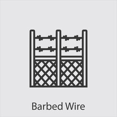 barbed wire icon vector icon.Editable stroke.linear style sign for use web design and mobile apps,logo.Symbol illustration.Pixel vector graphics - Vector