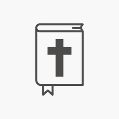 Bible book vector icon isolated. holy bible icon vector design. christian cross religion symbol