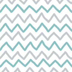 Hand drawn vector doodle zigzag seamless pattern. Abstract lines shapes texture. Geometric Ink green and grey elements on white background. Scandinavian style, Cute Kid print.