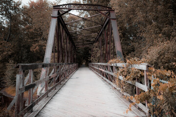 Old Rusty Railroad bridge. High-quality photo of a rails to trails path 