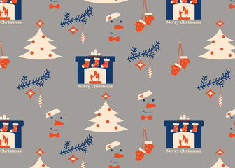 Christmas, New Year, winter vector illustration pattern