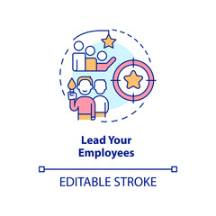 Lead your employees concept icon. Human resources management. Leadership. Mentoring abstract idea thin line illustration. Isolated outline drawing. Editable stroke. Arial, Myriad Pro-Bold fonts used