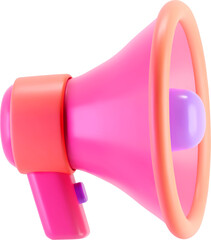 3d pink megaphone icon isolated on gray background. Render of loudspeaker for announce attention, promotion, hiring, sale and marketing concept. Render 3d cartoon simple vector illustration
