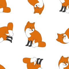 Obraz premium Seamless pattern with cute foxes
