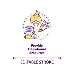 Provide educational resources concept icon. Employee development program. Training abstract idea thin line illustration. Isolated outline drawing. Editable stroke. Arial, Myriad Pro-Bold fonts used