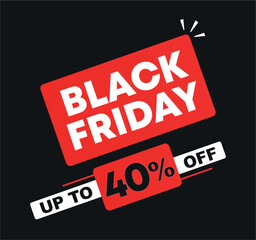 40% off. Vector Black Friday sales. Price discount ad illustration. Campaign for stores, retail. Social media, poster