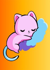 the cat sleeping on the cloud is so cute and adorable