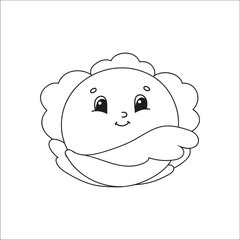 Coloring book page for kids. cartoon character. Black contour silhouette. Isolated on white background. Vector illustration.