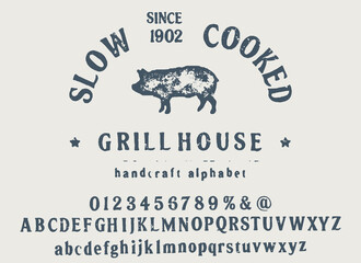 Hand Made Font 'Grill'. Original Design.Custom handwritten alphabet.