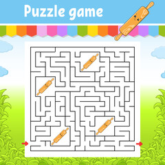 Square maze. Game for kids. Puzzle for children. Labyrinth conundrum. Color vector illustration. Find the right path. Isolated vector illustration. cartoon character.