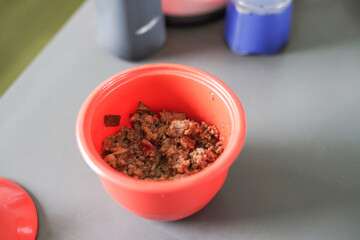 Sambal or Sambel Oncom, a chili sauce from West Java