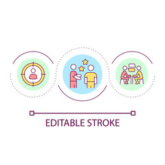 Choose who to network loop concept icon. Select partner. Communication skills. Building relationship abstract idea thin line illustration. Isolated outline drawing. Editable stroke. Arial font used