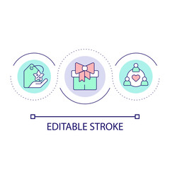 Client loyalty program loop concept icon. Discounts on services and products. Marketing strategy abstract idea thin line illustration. Isolated outline drawing. Editable stroke. Arial font used
