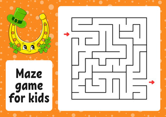 Maze game for kids. Funny labyrinth. Activity worksheet. Puzzle for children. cartoon style. Logical conundrum. Vector illustration.
