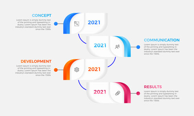 Colorful timeline four steps infographics design, Timeline Infographic label design template