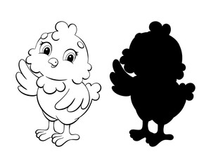 Black silhouette. Design element. Vector illustration isolated on white background. Template for books, stickers, posters, cards, clothes.