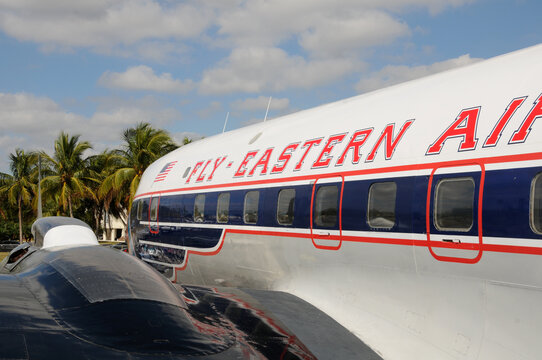Old Propeller Passenger Airplane In The Colors Of Eastern Airlines