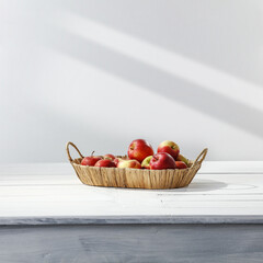 Desk of free space and wall with shadows. 