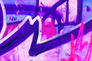 Closeup of colorful pink, purple, blue urban wall texture. Modern pattern for wallpaper design....