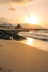Plaża i pikny zachód słońca, Grecja, Malia, Kreta