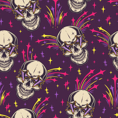 Skull party colorful seamless pattern