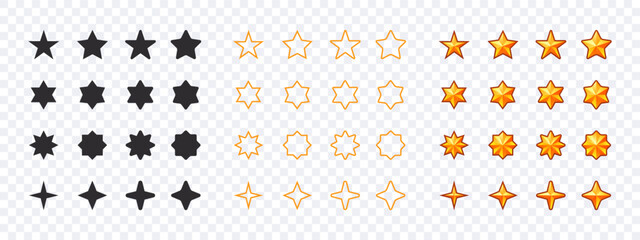 Stars set. Icon collection of stars. Different star shapes. Vector icons