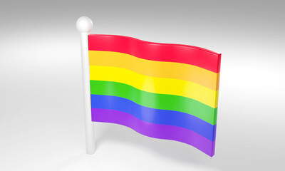 LGBTQ+ Community flag isolated on white background. 3D Rendering.