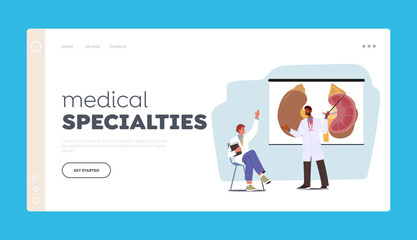 Medical Specialties Landing Page Template. Medicine Education, Seminar, Conference or Lesson in Medical School