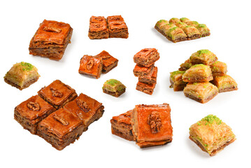 Tasty baklava isolated on white background.