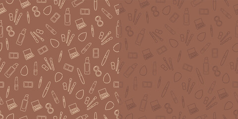 Patterned cosmetics. Tonal cream. Indian ink. Brushes Eye shadows. Tweezers. Pomade. Blush. Highlighter. Sponge.