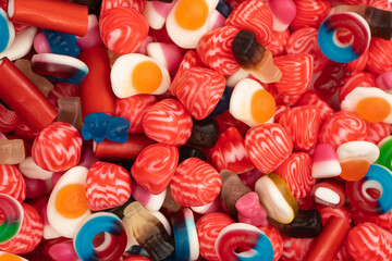 Tasty mix of jelly colorful candies.