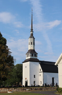 Summer evening view of the lovely white church at Horn in Kinda Municipality, &Ouml;sterg&ouml;tland County, in Sweden.