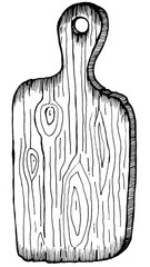 Drawing of a cutting board for the kitchen. Kitchenware.