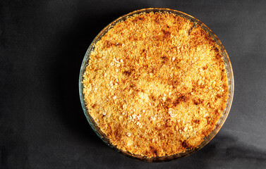 top view of an apple crumble