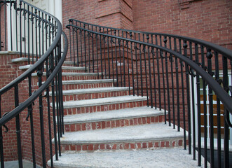 Stairs with metal railing