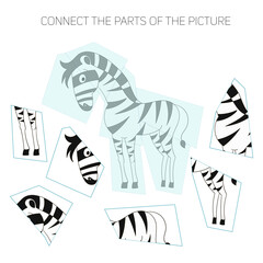 Puzzle game for chldren zebra PNG illustration with transparent background