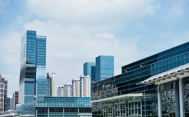 Modern financial building with facade of glass