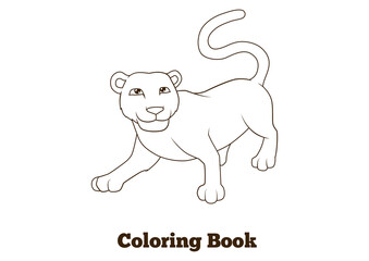 Coloring book panther african animal cartoon PNG illustration with transparent background