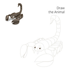 Draw animal scorpion educational game PNG illustration with transparent background
