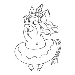Cute cartoon unicorn. Coloring book. Cute cartoon unicorn. illustration depicting the emotion of fear. White background