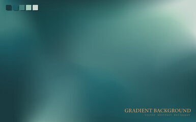 Abstract background with blurred dark green gradient. Vibrant colorful fluid wallpaper with color palette. Template of modern digital backdrop, web banner with smooth pastel pattern