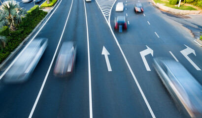 Motion blur of car traffic on the road