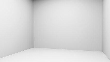3D illustration of an empty studio interior room with blank white walls