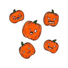 Halloween pumpkin set with a cartoon style and modern design