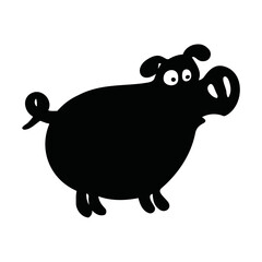 animal silhouette cartoon piggy piglet vector illustration