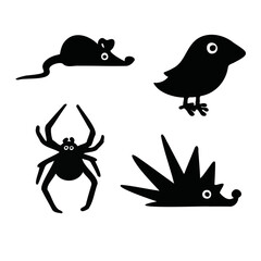 cartoon silhouette set of domestic and farm animals vector illustration