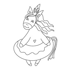Cute princess pony unicorn. illustration isolated on white background.