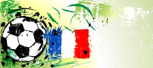 Foto op Plexiglas soccer or football illustration for the great soccer event with paint strokes and splashes, france national colors © Kirsten Hinte