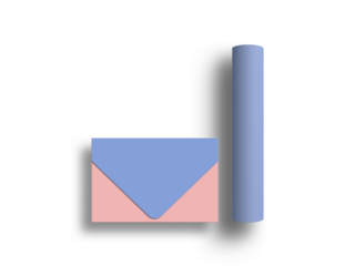 Minimal envelope with roll paper stationery mockup