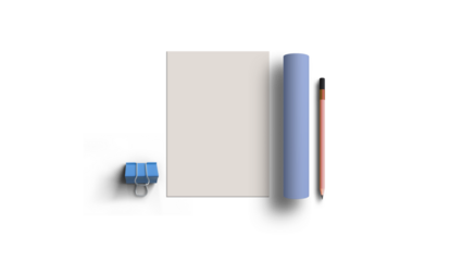 Minimal file with a4 roll paper stationery mockup